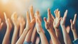 © Thaniya - Hands raised in applause symbolizing unity, encouragement, and shared success. Concept of teamwork, support, and positive energy in a collaborative environment with warm and inspiring atmosphere...