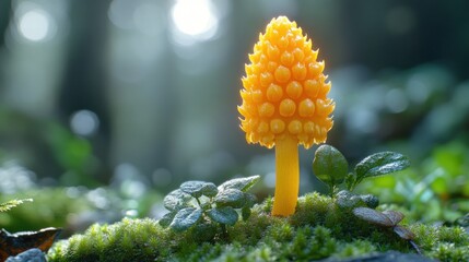 Sticker - Radiant yellow mushroom forest floor