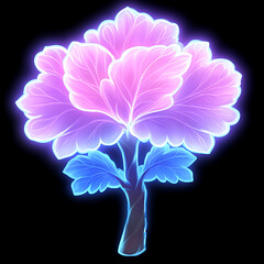Wall Mural - radiant bloom glowing blossom mystical tree magical petals fantasy flora enchanted garden neon plant