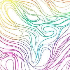Poster - Rainbow Colored Fluid Streamlines Flowing Across White Background Creating Abstract Visual Art