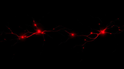 Poster - Red Neural Networks Linked in a Dark Void Abstract Visualisation of Scientific Data and Connectivity