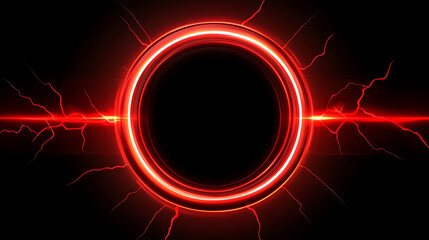 Wall Mural - ring of fire portal with fiery energy flashes encircling a dark abyss space graphic presentation