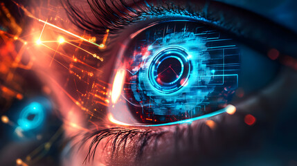 Poster - Digital Eye Technology Revolution Futuristic Vision High-Tech Environment Urban Landscape Close-Up Advanced Concepts