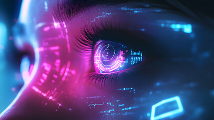 Poster - Futuristic Digital Eye Technology High-Tech Environment Graphic Visualization Modern Concept Close-Up View