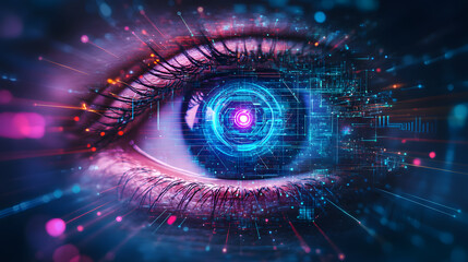 Poster - Futuristic Digital Eye Technology High-Tech Concept Visual Art Cyber Environment Close-Up Innovation Insights