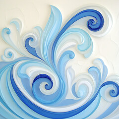 Poster - Serene Blue and White Glass Wave Abstraction on Light Background Decorative Art Element