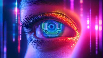 Poster - High-Tech Digital Future Concept Featuring Futuristic Eye Technology in a Virtual Environment