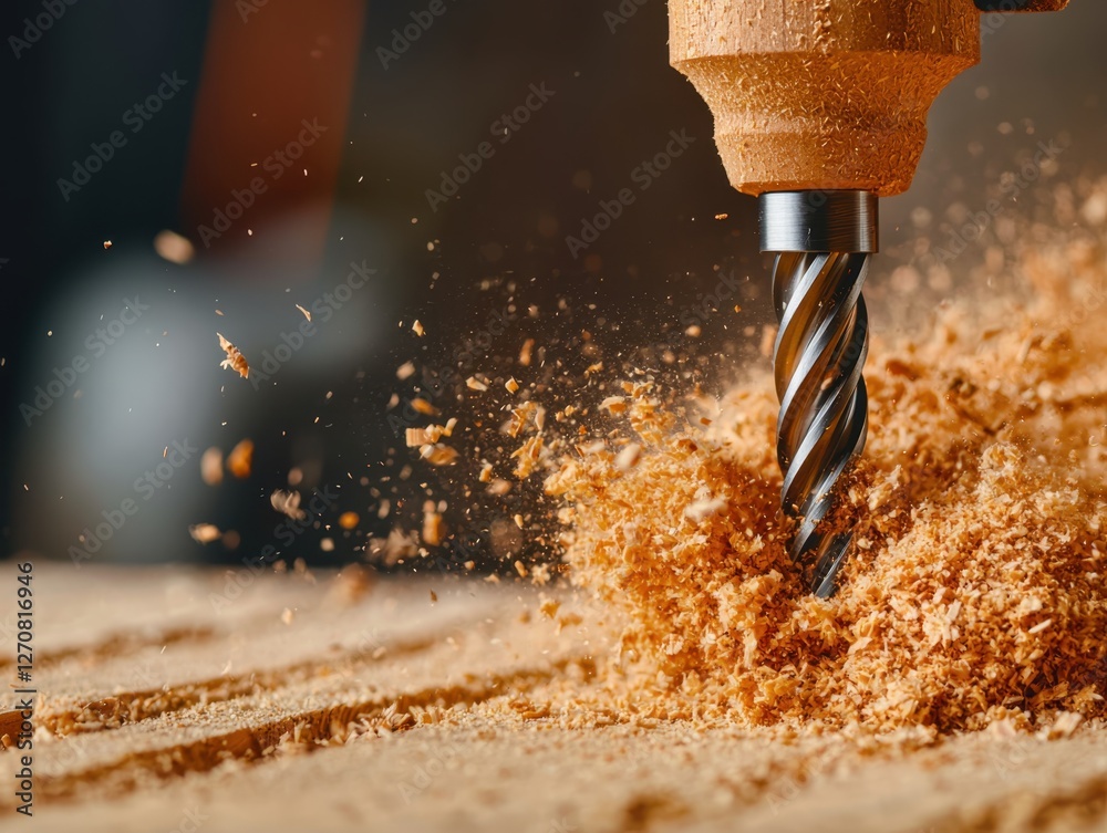 Engineering concepts of construction sites. Close-up of CNC Router Bit ...