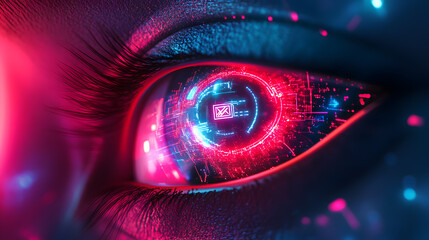 Poster - Digital Eye Technology Futuristic Vision Concept Art High-Tech Environment Close-Up Perspective Innovative Design