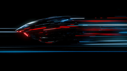 Poster - Sleek Futuristic Spaceship Speeding Through Space with Light Trails and Motion Blur Aesthetics