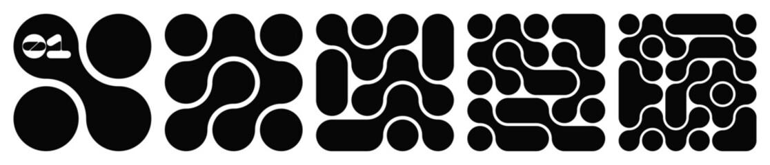 Wall Mural - collection of abstract composition of bold circles connected to each other. liquid shapes in a seaml