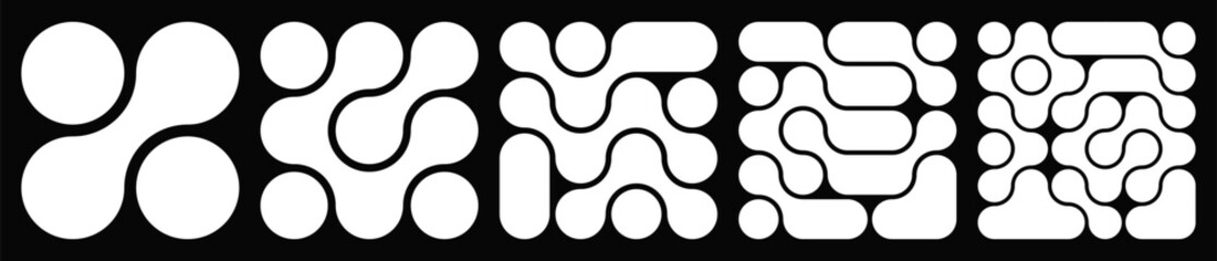 Wall Mural - collection of abstract composition of bold circles connected to each other. liquid shapes in a seaml