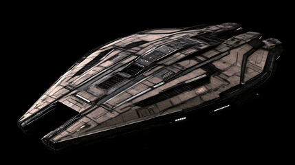 Poster - Sleek Spaceship Design Majestic Interstellar Cruiser in Flight Black Background Sci Fi Visual