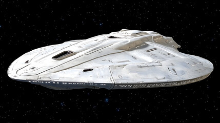 Poster - Sleek White Spaceship Cruising Through Starry Expanse a Beacon of Hope in the Night Sky of the Cosmos