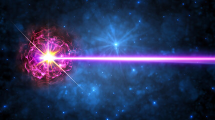 Poster - space energy burst and cosmic ray phenomenon depiction in simulated astrophysics artwork