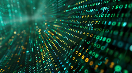 Poster - Abstract representation of digital data flow with binary code in a futuristic environment (2)