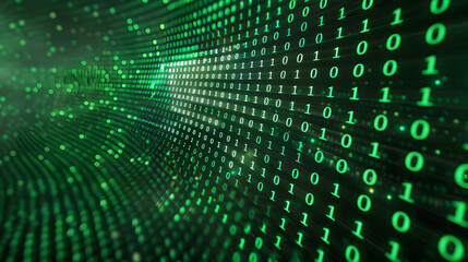 Poster - Abstract digital background with flowing binary code representing data transmission and technology