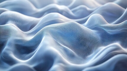 Poster - Abstract Blue Flowing Texture with Soft Wavy Patterns and Depth