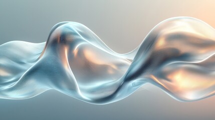 Poster - Fluid Motion Abstract Illustration with Waves and Soft Light Effects