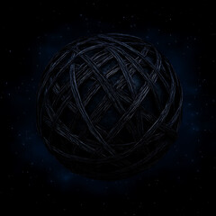 Poster - Spherical Interwoven Design in Cosmic Darkness Abstract and Symbolic Conceptual Art Depiction