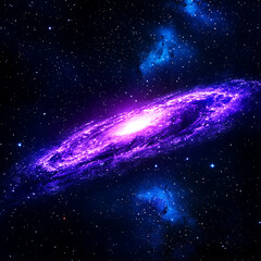 Poster - Swirling Purple Galaxy Nebula Deep Space Exploration of Cosmic Wonder and Stellar Spectacle Artwork