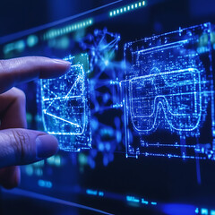 Poster - Touching Futuristic Holographic Interface Display with Augmented Virtual Reality Visualizations