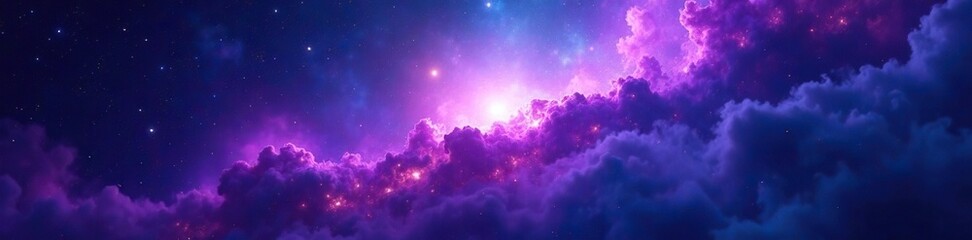 Wall Mural - radiant nebula with glowing purple and blue shades, nebula, blue
