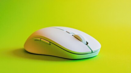 Poster - Compact foldable wireless mouse for travel, displayed on a bright green backdrop, showcasing smart portability