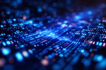 Aufkleber - Digital binary code background in blue light.