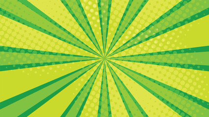 Wall Mural - abstract background with festive green sunburst and dot pattern decoration