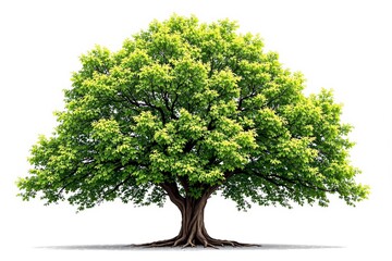 Poster - Lush green tree with sprawling branches and vibrant foliage on a white background.