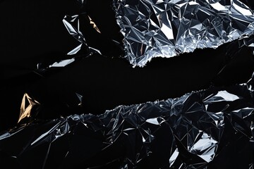 Poster - Abstract metallic foil texture with dramatic lighting and dark background.
