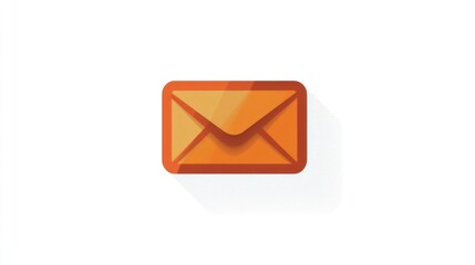 Poster - Orange email icon, digital communication, white background, message