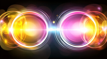 Poster - Vibrant Light Optical Circles Abstract Glowing Lens Flare Effect Sci Fi Tech Style Background