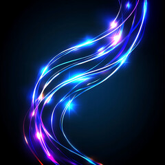 Poster - Vibrant Light Streaks Against a Dark Backdrop Abstract Image with Glowing Elements and Dynamic Lines
