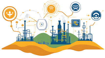Poster - Industrial iot integration in manufacturing plants global industry infographic view technology optimization