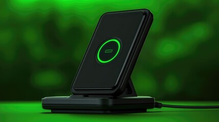 Poster - Foldable fast charger with intelligent temperature control, displayed on a green background, representing smart charging solutions