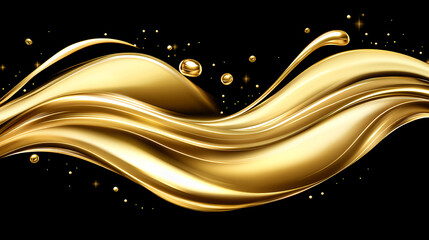 Poster - Dynamic flow of golden liquid abstract art digital illustration luxurious environment artistic perspective elegance concept