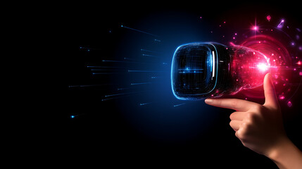 Poster - Virtual Reality Interaction Interface Pointing Finger Tech Innovation with Digital Connection