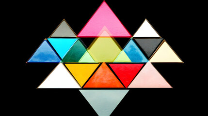 Poster - Colorful geometric pattern creation abstract art digital artwork studio setting top-down view modern design