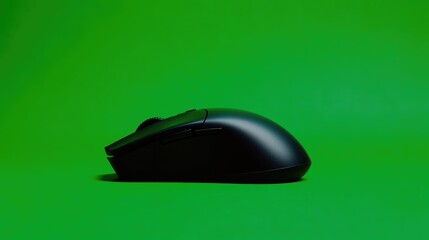 Poster - High-performance wireless mouse with an extra-wide scroll wheel, placed on a vibrant green background, symbolizing smooth navigation