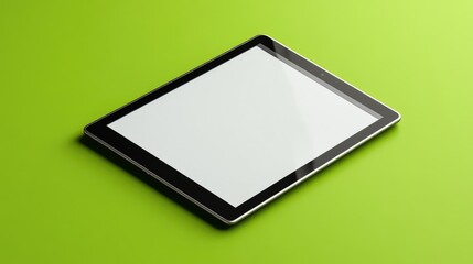 Poster - High-resolution tablet with a glass screen and metal frame, displayed on a bright green background, representing elegant design