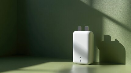 Poster - High-speed USB power adapter with intelligent charging, displayed on a green background, representing efficient power distribution