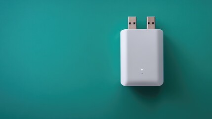 Poster - High-speed USB power adapter with intelligent charging, displayed on a green background, representing efficient power distribution