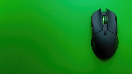 Poster - High-speed wireless mouse with a customizable RGB light strip, displayed on a green backdrop, symbolizing gaming aesthetics