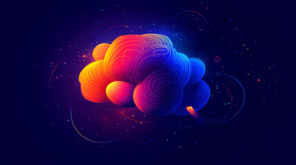 Aufkleber - Exploring abstract cloud forms digital realm graphic artwork cosmic environment vibrant viewpoint creativity concept