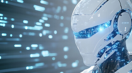 Poster - white futuristic android gaze digital circuitry concept cybernetic being innovation technology era