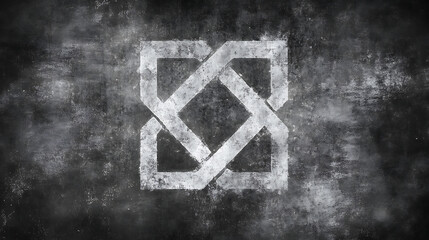 Poster - White Interlocked Geometric Pattern on Distressed Textured Dark Background Design Element Concept