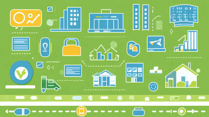Poster - Data visualization action in business environment informative graphic design urban background digital perspective