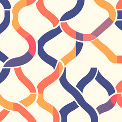 Poster - Woven Interlocking Lines of Curving Color Abstract Pattern Seamless Repeating Design on Light Background